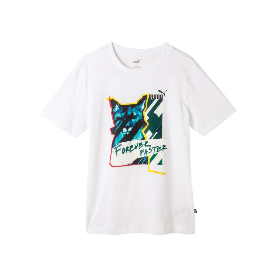 PUMA T Shirts Men's White Crew Neck Moderate