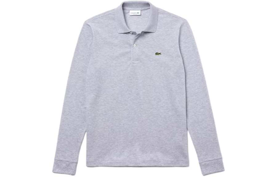 LACOSTE Polo Shirts Men's Gray Polo Collar Moderate Straight Fit