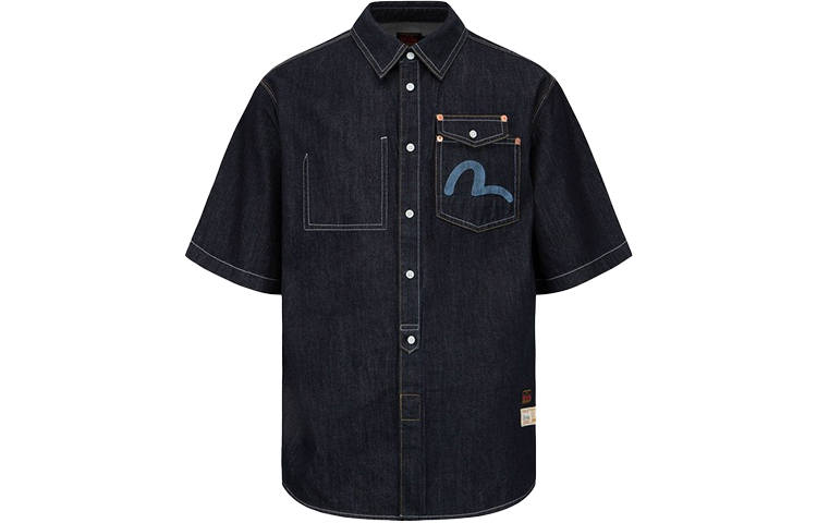 EVISU EVISU Shirts Men's Denim Blue Lapel Moderate Other
