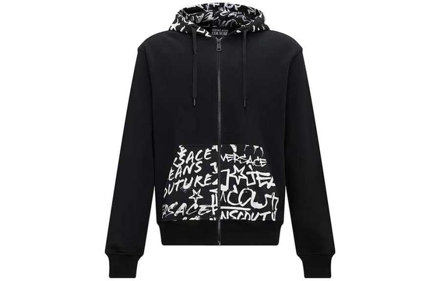 VERSACE JEANS COUTURE 【Zoomed ImageryPrevious Season】graffiti-print zip-up cotton hoodie