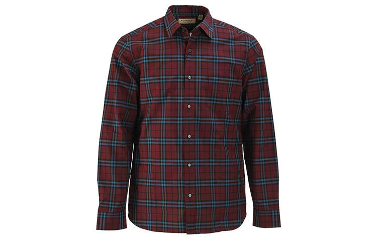 Burberry Shirts Men's Burgundy Crew Neck Moderate Shirt