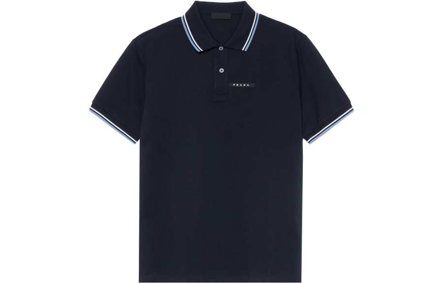 PRADA PRADA Plain Cotton Logo Luxury Outlet Polos