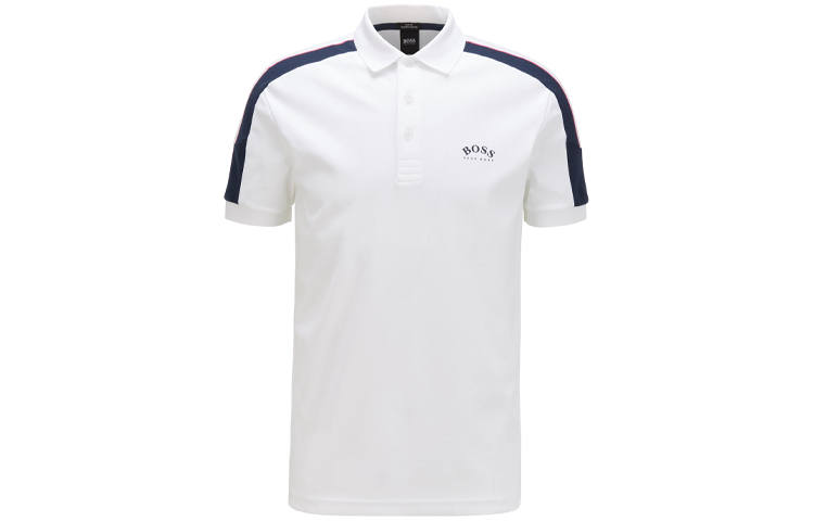 HUGO BOSS Polo Shirts Men's White Polo Collar Moderate Straight Fit