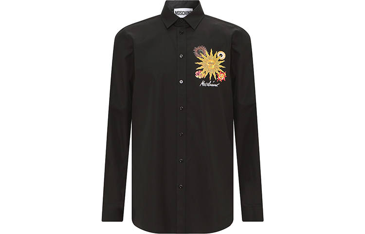 MOSCHINO Shirts Men's Black Lapel Moderate Other