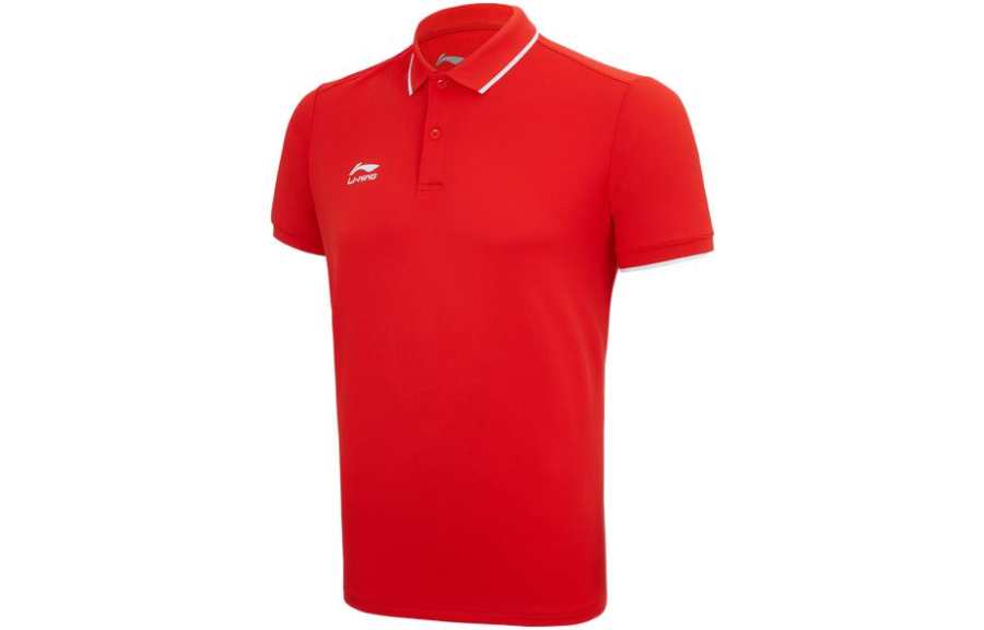 Li-Ning Li Ning Polo Shirts Men's Red Polo Collar Moderate Straight Fit