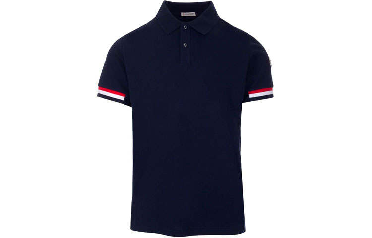 Moncler SS22 Polo Shirts Men's Blue Polo Collar Moderate Straight Fit