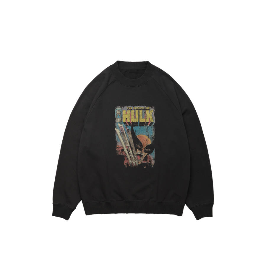 XVESSEL X MARVEL/ Sweatshirts Unisex Black Crew Neck Moderate Regular