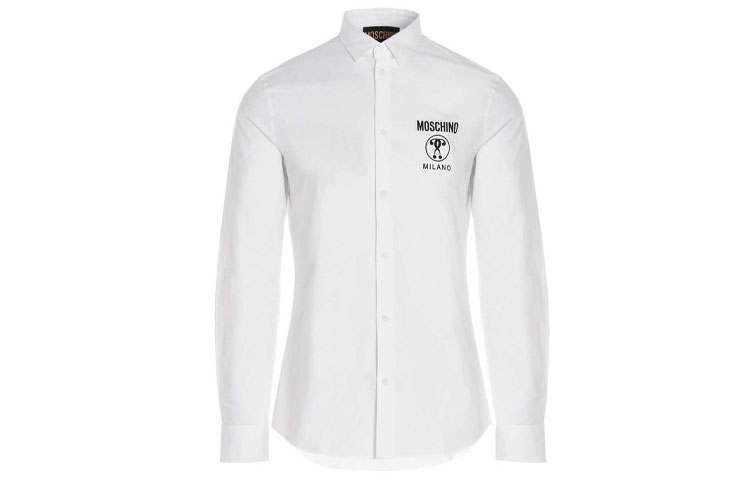 MOSCHINO Shirts Men's White Lapel Moderate Shirt