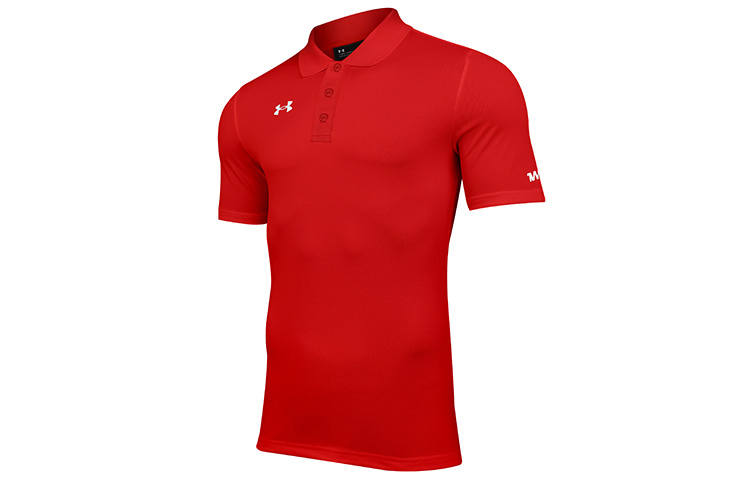 Under Armour Polo Shirts Men's Red Polo Collar Moderate Straight Fit