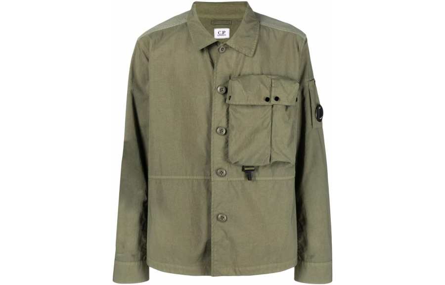 C.P.Company Shirts Men's Green Lapel Moderate Workwear