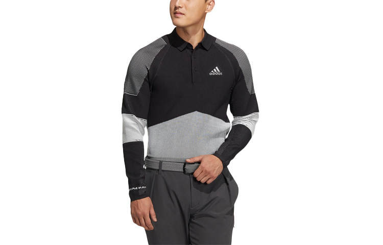 Adidas Adidas Polo Shirts Men's Black Polo Collar Moderate Straight Fit