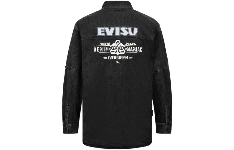 EVISU EVISU Shirts Men's Denim Black Lapel Moderate Denim