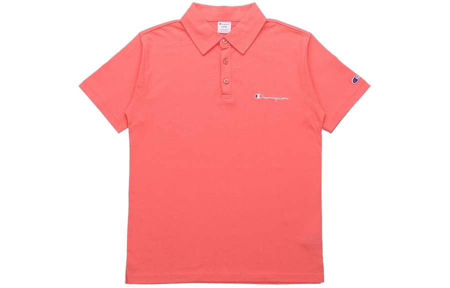 Champion Japanese Line Polo Shirts Men's Pink Polo Collar Moderate Straight Fit