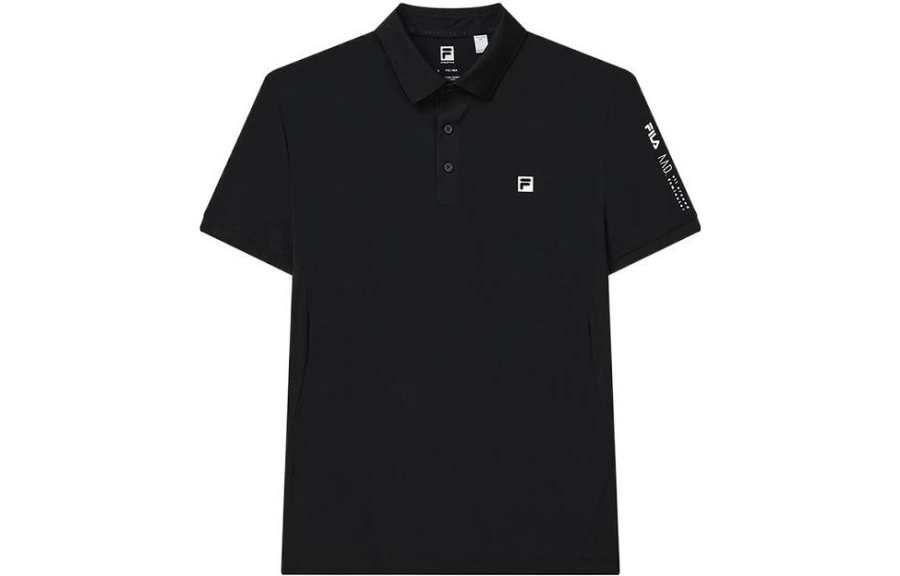 FILA Polo Shirts Men's Black Polo Collar Moderate Straight Fit