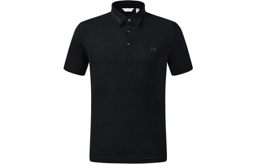 FILA Polo Shirts Men's Black Polo Collar Moderate Straight Fit