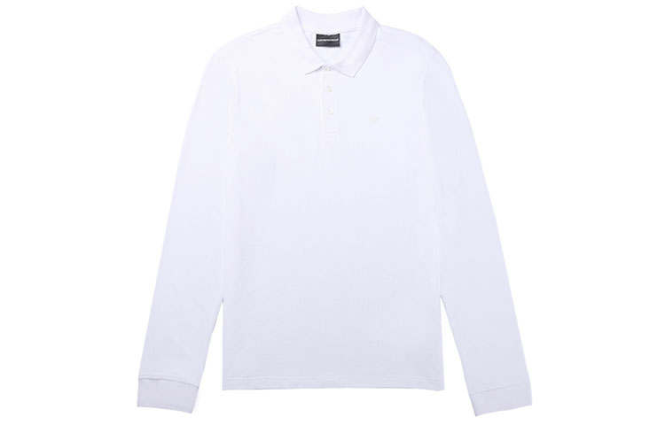 EMPORIO ARMANI Polo Shirts Men's White Polo Collar Moderate Straight Fit