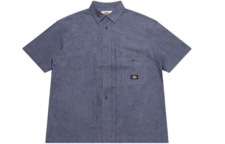 Dickies Dickies Shirts Unisex Chambray Gray Square Collar Moderate Workwear