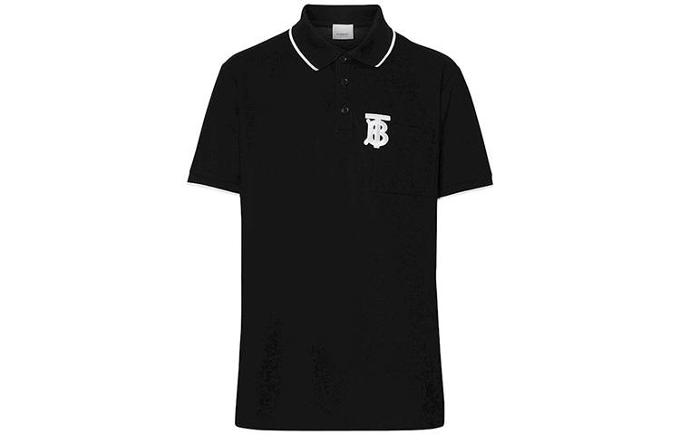 Burberry Polo Shirts Men's Black Polo Collar Moderate