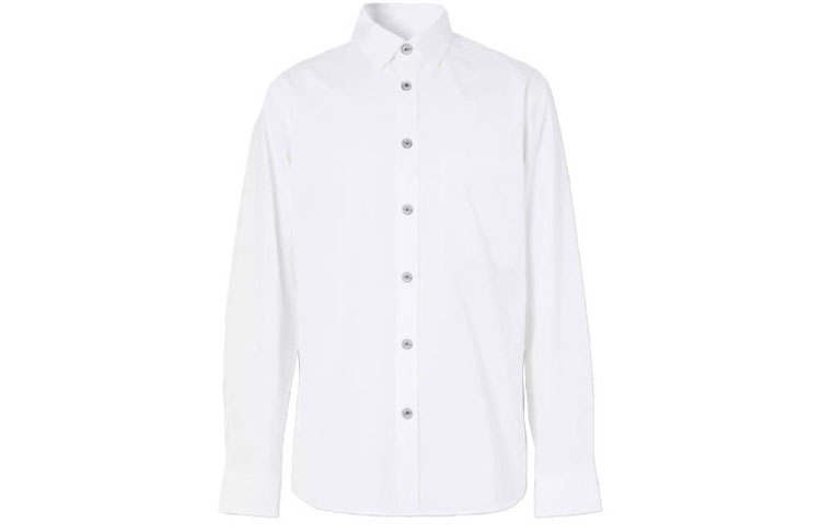 Burberry Shirts Men's White Lapel Moderate Shirt