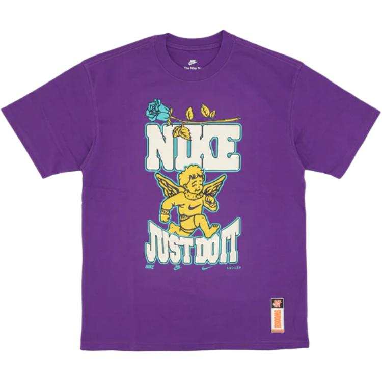 Nike Nike T Shirts Men's Purple Crew Neck Moderate Straight Fit