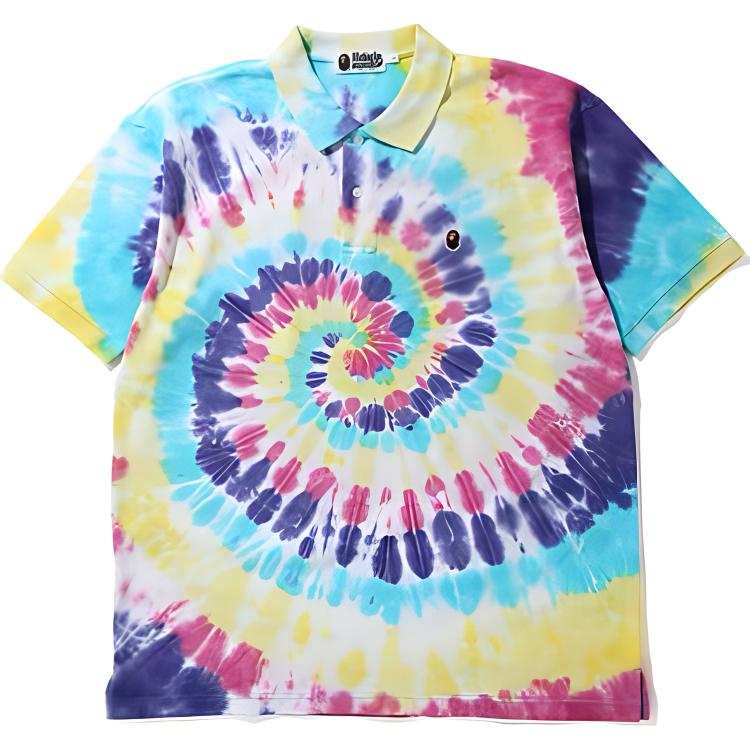 A BATHING APE Bape Relaxed Tie Dye Polo