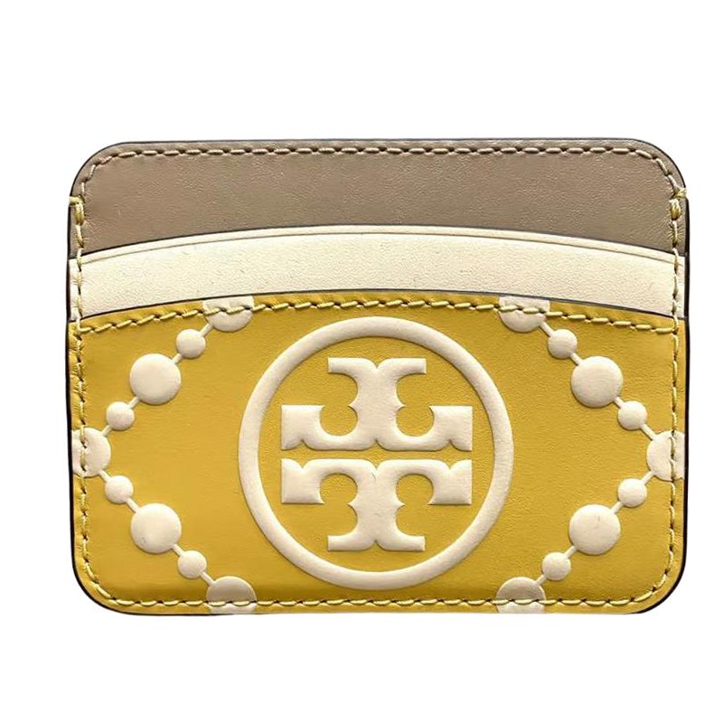 TORY BURCH T Monogram Leather Card Holder Mini Women's Yellow