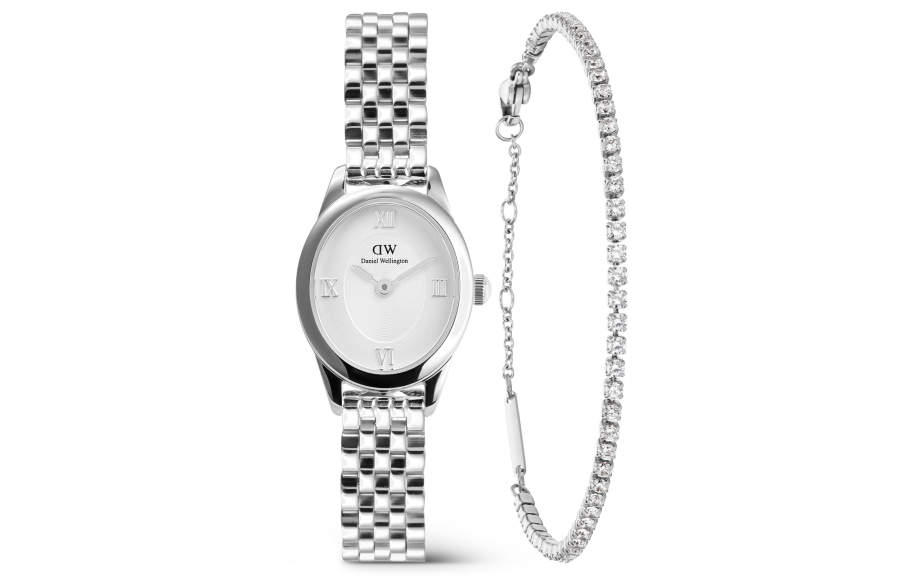 DW/DanielWellington Daniel Wellington Wrist Watches Quartz Movement Stainless Steel Watchband White Dial Women's Watch & Bracelet Set