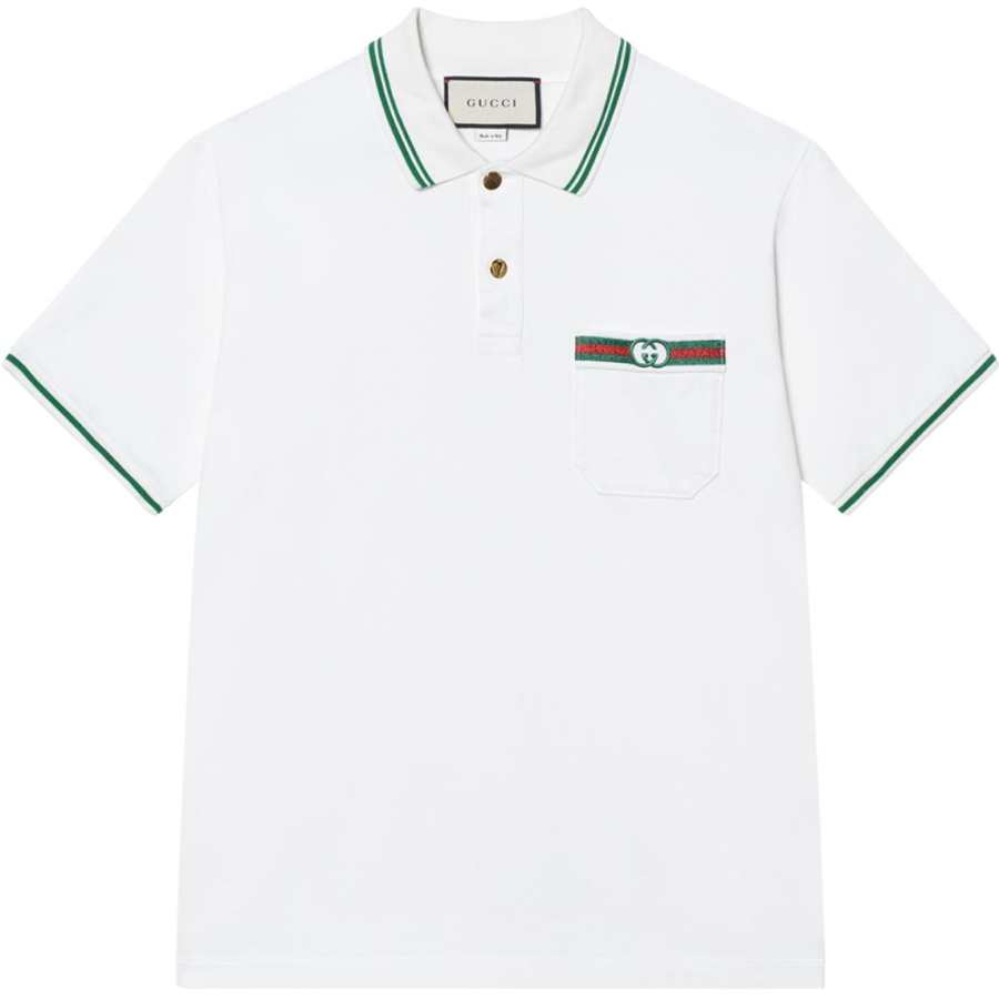 GUCCI Men Web And Interlocking G Cotton Polo Shirt