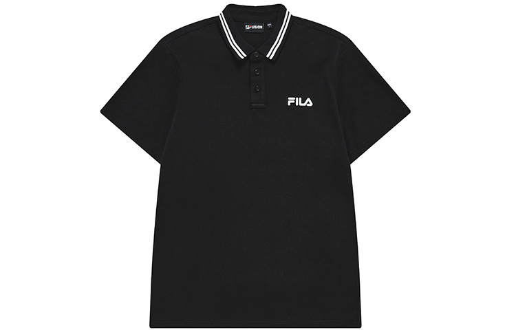 FILA FUSION Polo Shirts Men's Pitch Black Polo Collar Moderate Straight Fit