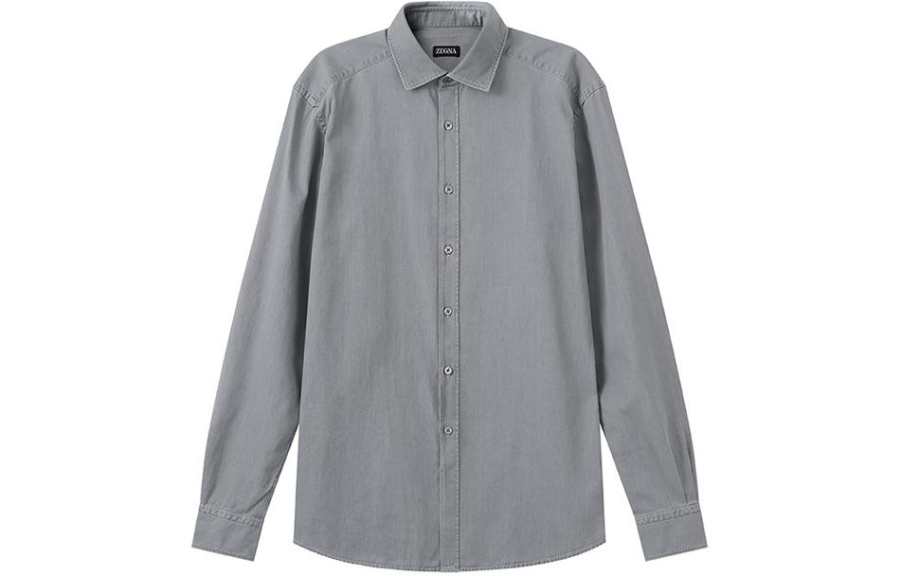 Ermenegildo Zegna Shirts Men's Light Gray Square Collar Moderate Other