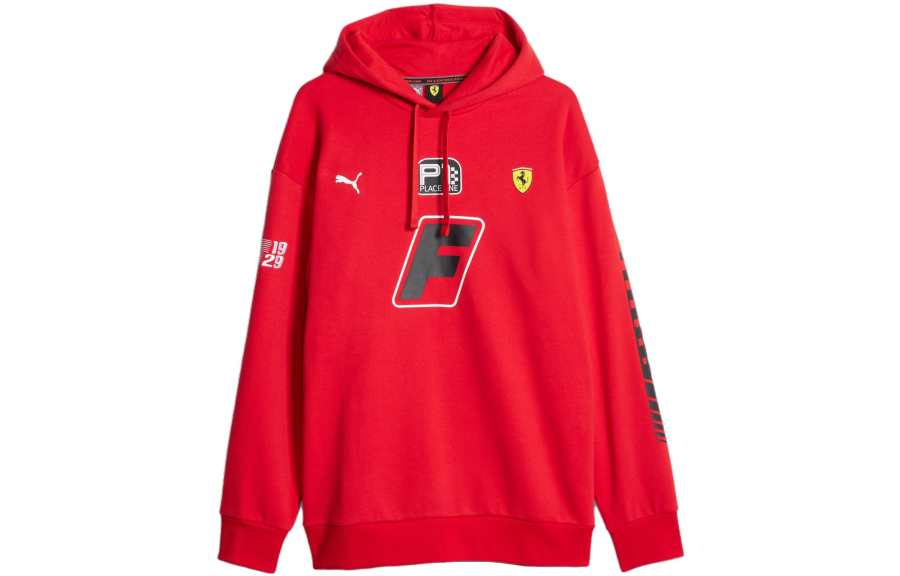 PUMA Scuderia Ferrari Sweatshirts Men's Red Hooded Moderate Regular