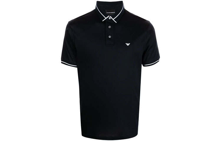 EMPORIO ARMANI Polo Shirts Men's Navy Blue Polo Collar Moderate Straight Fit