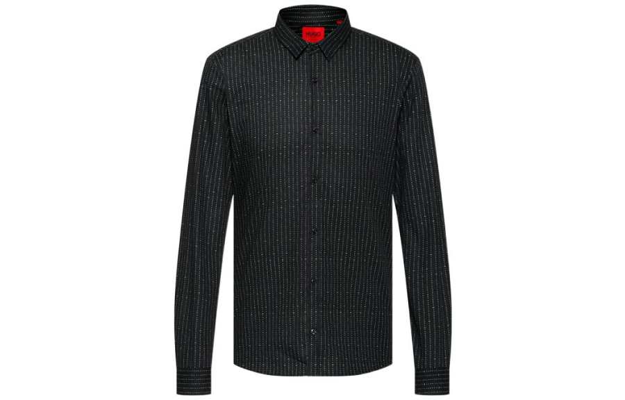 HUGO BOSS Shirts Men's Black Lapel Moderate Other