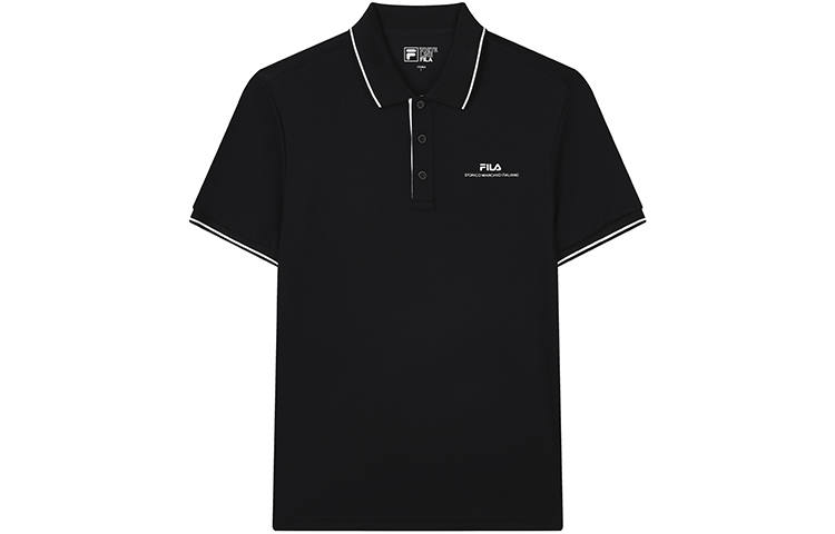 FILA Polo Shirts Men's Jet Black Polo Collar Moderate Straight Fit