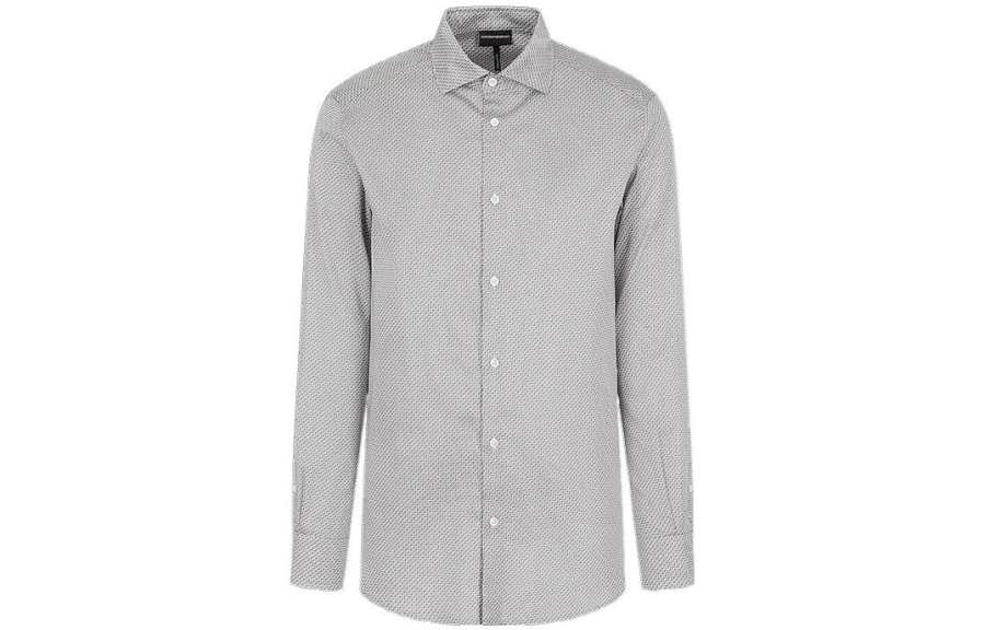 EMPORIO ARMANI Shirts Men's Gray Lapel Moderate Shirt