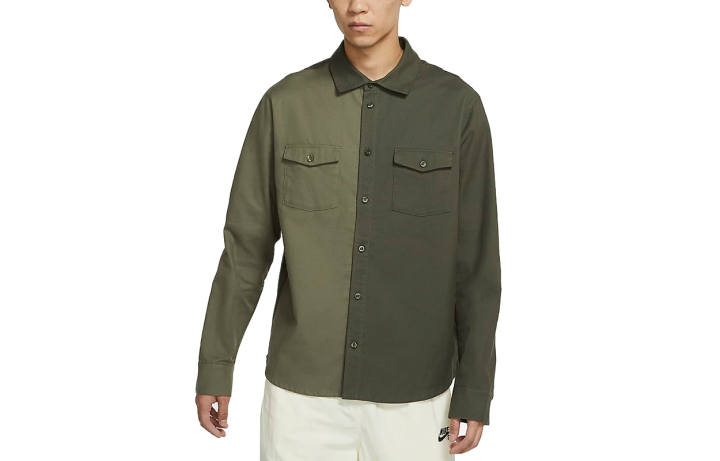 Nike Nike Shirts Men's Army Green Lapel Moderate Shirt
