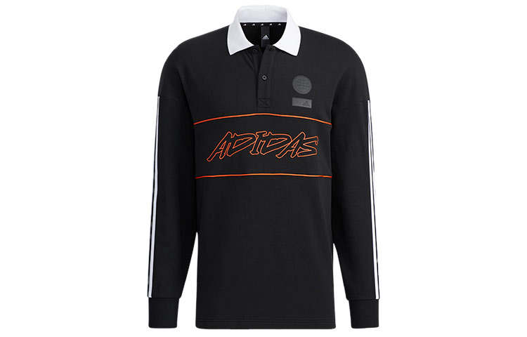 Adidas Adidas Polo Shirts Men's Black Polo Collar Moderate Straight Fit
