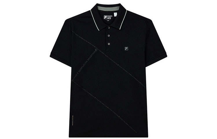 FILA Polo Shirts Men's Jet Black Polo Collar Moderate Straight Fit