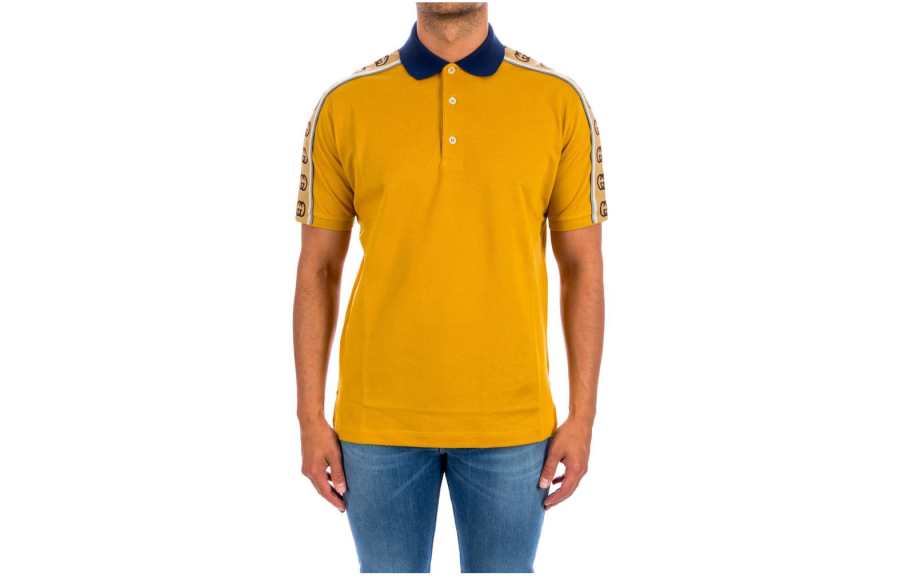 GUCCI Polo Shirts Men's Orange Polo Collar Moderate Straight Fit