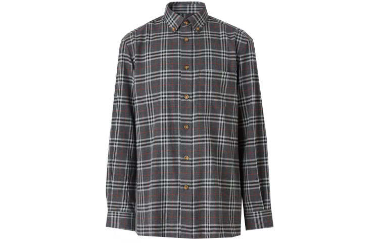 Burberry Shirts Men's Charcoal Gray Pointed Collar Moderate Other