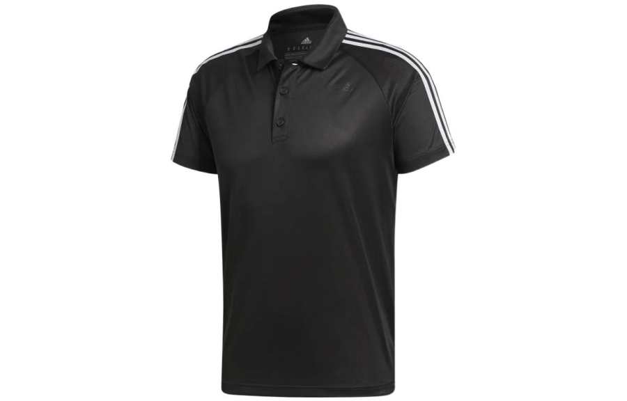 Adidas Adidas Polo Shirts Men's Black Polo Collar Moderate Straight Fit