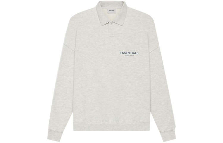 Fear Of God Essentials SS21 Long Sleeve French Terry Polo Light Heather Oatmeal Polo Shirt Unisex Oat