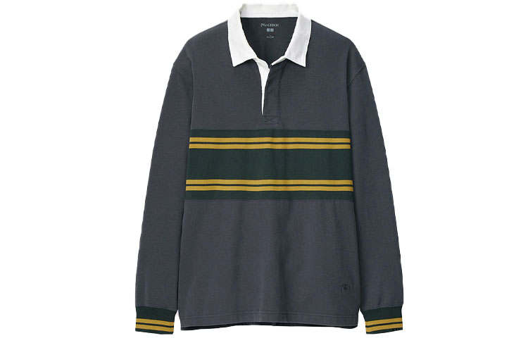 UNIQLO X JW Anderson Uniqlo Jw Anderson Co Branded Series Polo Shirts Men's Asphalt Gray Polo Collar Moderate Straight Fit