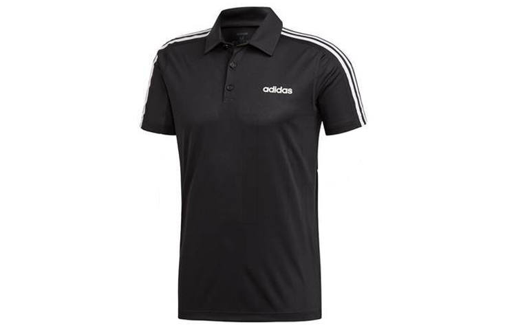 Adidas Adidas Polo Shirts Men's Black Polo Collar Moderate Straight Fit