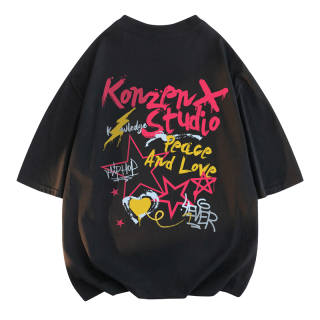 KONZEN· T Shirts Unisex Crew Neck Moderate Straight Fit
