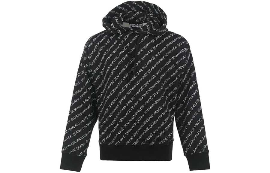 VERSACE JEANS COUTURE 【Zoomed ImageryPrevious Season】logo-print cotton hoodie