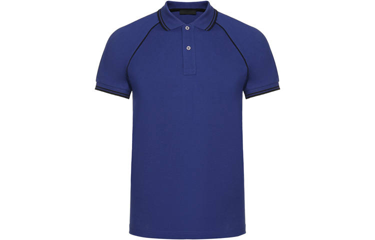 PRADA Polo Shirts Men's Dark Blue Polo Collar Moderate Straight Fit