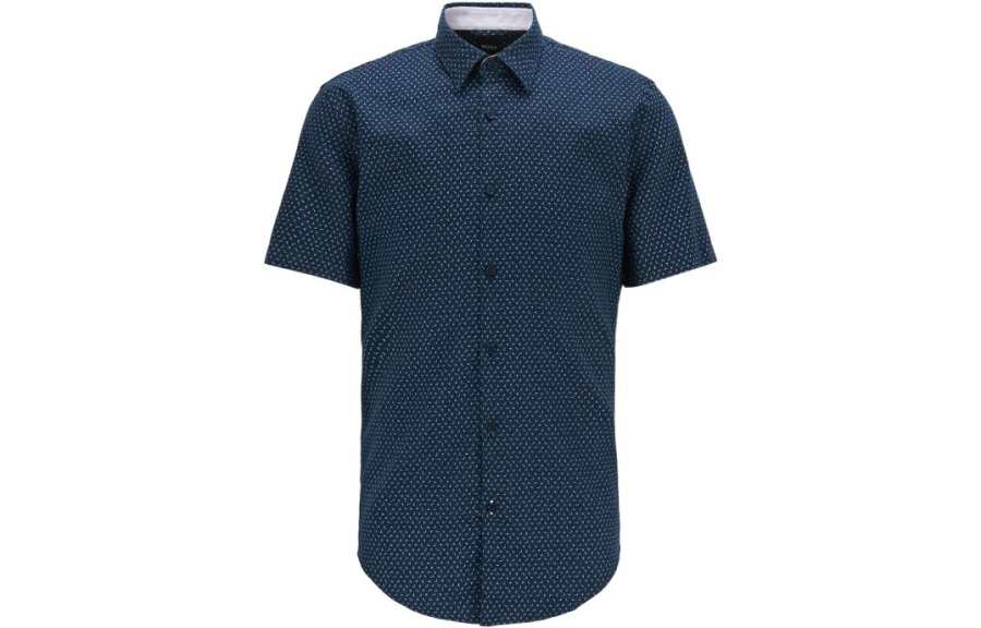 HUGO BOSS Shirts Men's Dark Blue Lapel Moderate