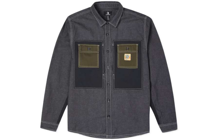 Converse Shirts Men's Ink Black Lapel Moderate Workwear