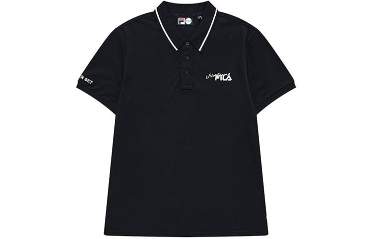 FILA FUSION Polo Shirts Men's Pitch Black Polo Collar Moderate Straight Fit